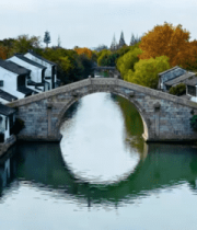 江南水乡古镇秋景1089#横屏 