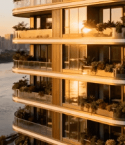 江景现代公寓日落时分1087#横屏 