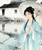 江南雨巷汉服女子1091#横屏 