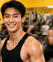 健身房微笑肌肉男特写1079#横屏 