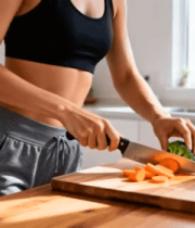 健身女性厨房切蔬菜1084#横屏 