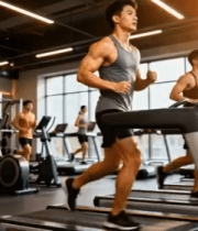 健身房男子跑步锻炼1074#横屏 