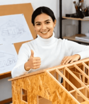 建筑师展示房屋模型竖大拇指1064#横屏 