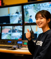 监控室女操作员点赞1061#横屏 