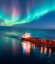极光下的货轮航行1045#横屏 