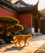 红墙古院橘猫漫步886#横屏 