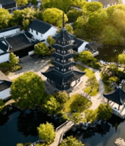 航拍江南园林古建筑817#横屏 