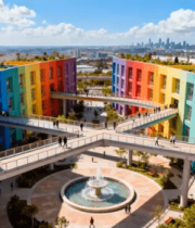 航拍彩色建筑群806#横屏 