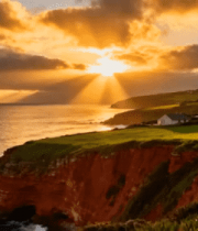 海边悬崖日落风光768#横屏 