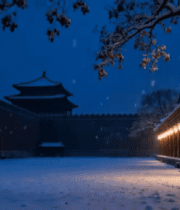 故宫雪夜红灯笼734#横屏 