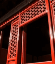 古建筑红色雕花窗684#横屏 