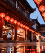 古街红灯笼夜景689#横屏 