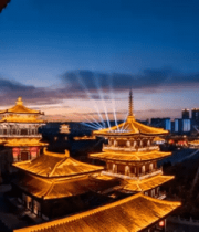 古建楼阁黄昏延时677#横屏 