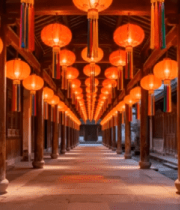 古建灯笼长廊夜景676#横屏 