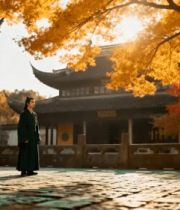 古风男子秋日元林静立662#横屏 