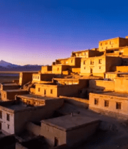 古村落夕阳航拍美景647#横屏 