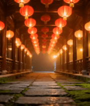 古风灯笼长廊夜景653#横屏 