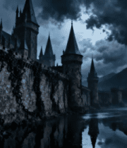 哥特式城堡夜景576#横屏 