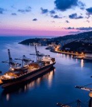 港口黄昏货运作业556#横屏 