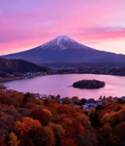 富士山红叶季黄昏美景542#横屏 