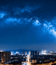 城市夜空银河璀璨284#横屏 