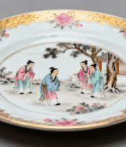 粉彩人物纹瓷盘特写492#横屏 