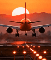 飞机起飞 夕阳机场480#横屏 