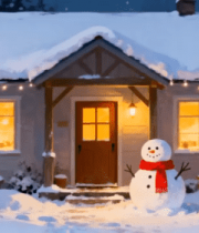 冬日小屋雪景夜景429#横屏 