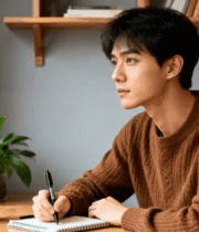 窗边青年书写思考340#横屏 