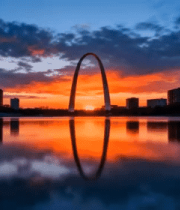 城市日落湖面倒影258#横屏 