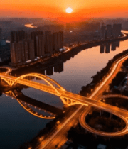 城市日落航拍全景257#横屏 