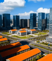 城市航拍建筑群全景244#横屏 