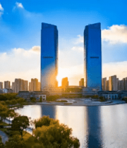 城市地标黄昏全景237#横屏 