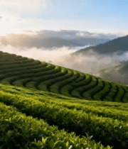 晨雾中的绿色茶山205#横屏 