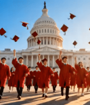 毕业季学生抛学士帽59#横屏 