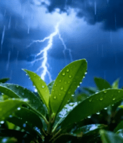 暴雨闪电下的绿叶47#横屏 