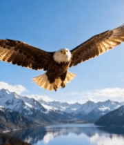 展翅雄鹰飞越雪山湖泊7057#横屏 