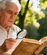 	 老人公园长椅上用放大镜看书5019#横屏 