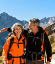 老年夫妇山间徒步14811#横屏 