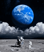 月球表面宇航员与登陆器画面5599#横屏 