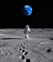 月球表面宇航员遥望地球素材9379#横屏 
