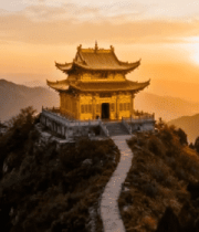 老君山金顶日落全景5429#横屏 