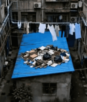 老旧居民楼内晾晒与杂物场景12531#横屏 