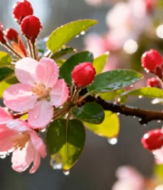 雨中绽放的海棠花10657#横屏 