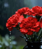 雨中花瓶里的红色康乃馨(2)4657#横屏 
