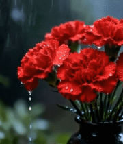 雨中花瓶里的红色康乃馨(2)4657#横屏 