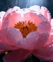 雨中带水珠的盛开粉色牡丹花12211#横屏 