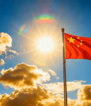 	 蓝天白云下飘扬的五星红旗1516#横屏 