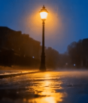 雨夜街道路灯下积水画面1699#横屏 