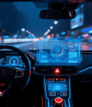 雨夜汽车驾驶舱内科技感画面13819#横屏 